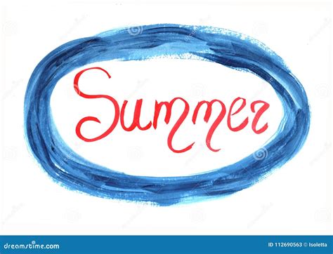 Hand Written Word Summer In Blue Brush Stroke Frame Stock Illustration