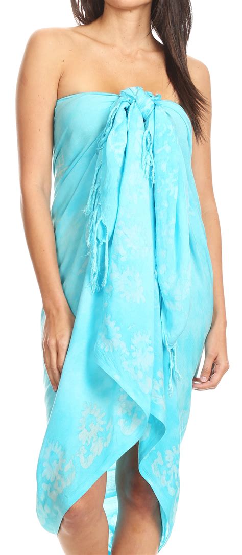 Sakkas Lygia Womens Summer Floral Print Sarong Swimsuit Cover Up Beach Wrap Skirt 192sar