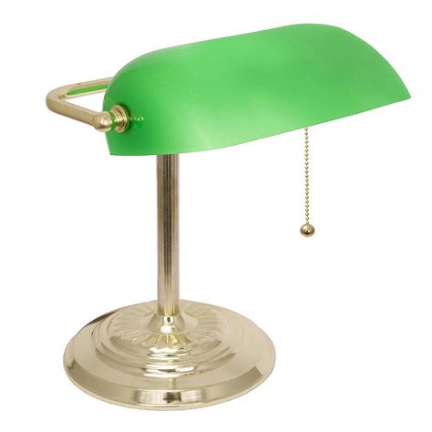 Light Accents Traditional Bankers Desk Lamp With Green Glass Shade