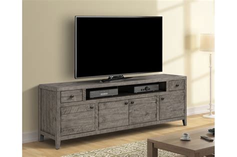 Tempe Media Console In Grey Stone 84 Inch Mor Furniture