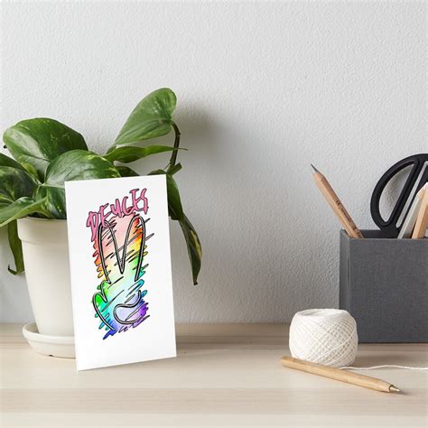 Deuces Peace Sign Art Board Print By Bpstickers Redbubble