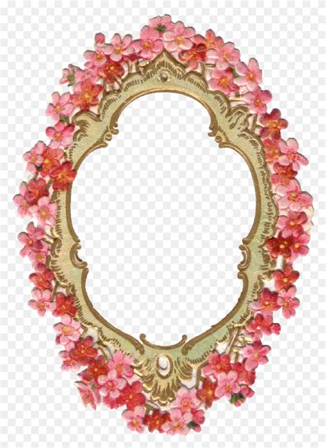 Cadre Fleurs Rouge Anciennes Bon Anniversaire Mirror Oval Hd Png
