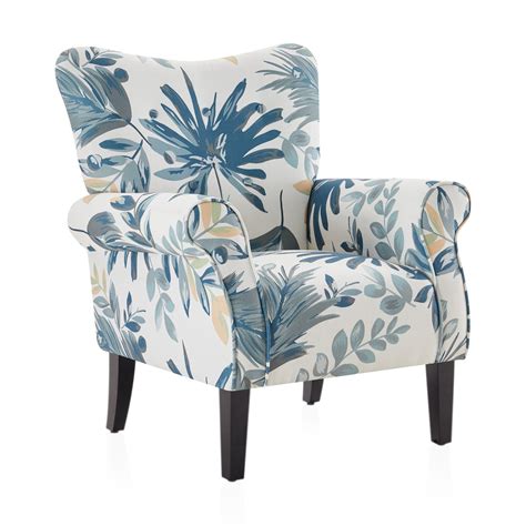 Belleze Accent Chair Armchair For Living Room Allston Blue Floral