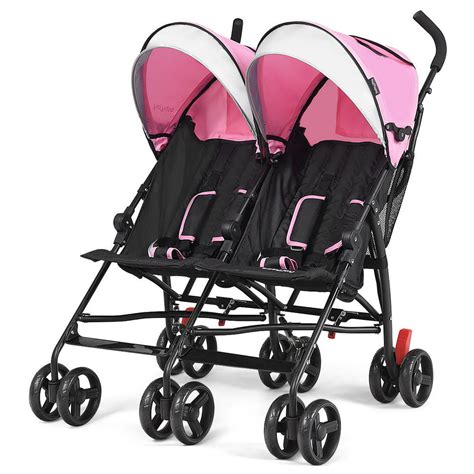 Baby Joy Foldable Twin Baby Double Stroller Pink