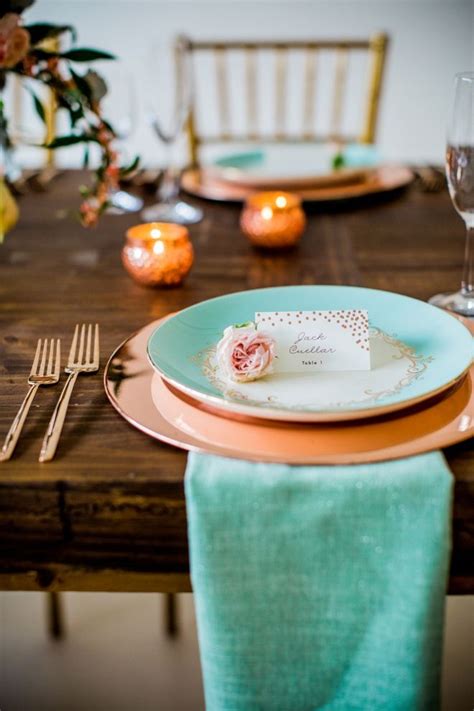 Mint Peach Rose Gold Wedding Inspiration With Minted Rose Gold