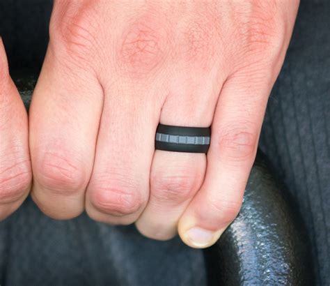 Mens Silicone Wedding Ring Band Arcrings Black Size 9 Ebay