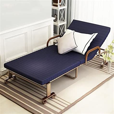 Zr Bed Guardrails Single Adults Folding Bed Navy Blue Reinforced Bed