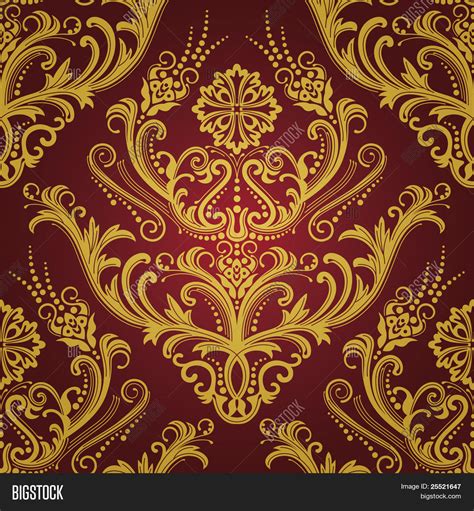Luxury Red And Gold Floral Damask Wallpaper Stock Vector And Stock Photos
