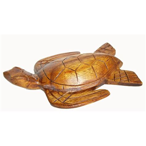 Hand Carved Wooden Sea Turtle Nautical Tropical Statue Art Walmart