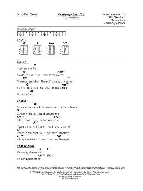 Simplified Guitar Its Always Been You Guitar Tab In C Major