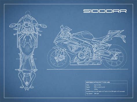 Blueprint Of A S1000rr Motorcycle Photograph By Mark Rogan Pixels