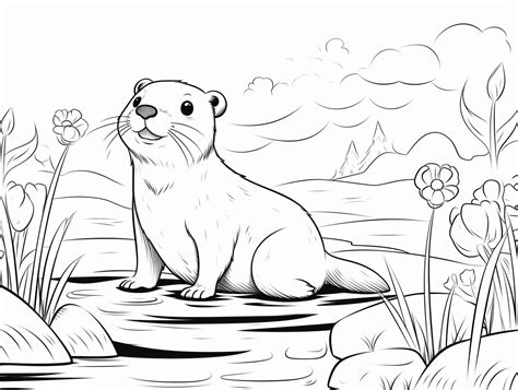 Lovable River Otter Coloring Page Coloring Page