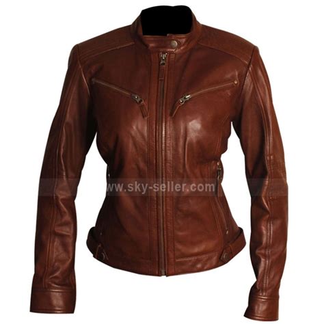 Slim Fit Women Brown Body Fitted Motorcycle Leather Jacket