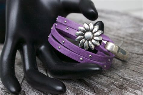 womens leather bracelet sunflower bracelet leather cuff