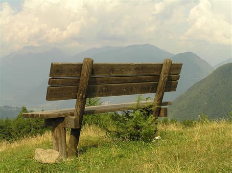 Free Park Bench In Mountain Stock Photo
