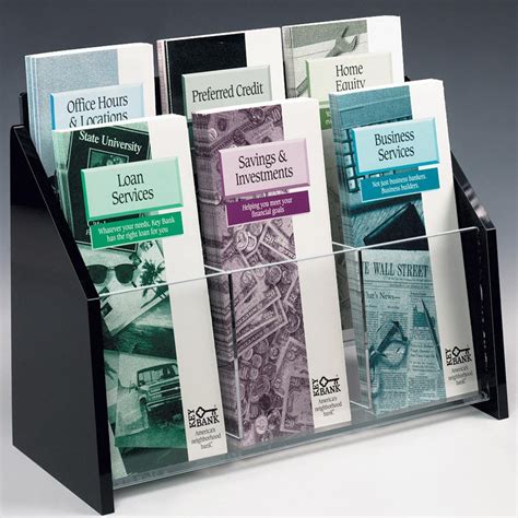 2 Tiered Brochure Holder With 6 Pockets For Countertop Use Fits 4x9