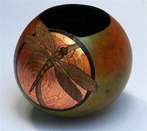 Hand Painted Gourds Gourds Crafts Mini Bowls Gourd Art Metal Leaves