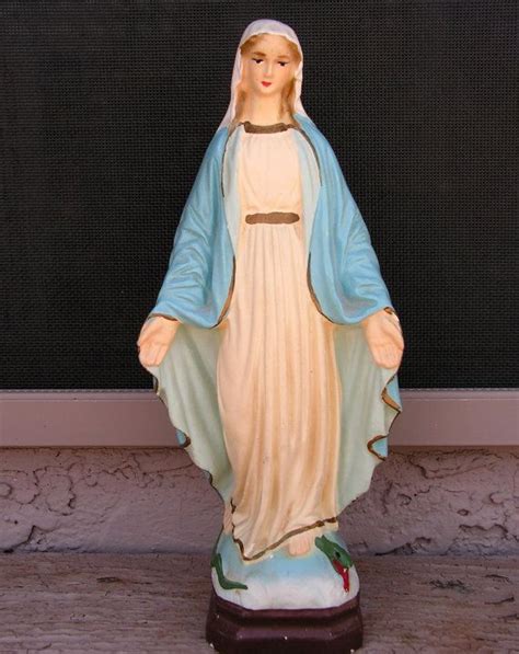 Virgin Mary Chalkware Statue Madonna Figure Serpent Snake At Etsy