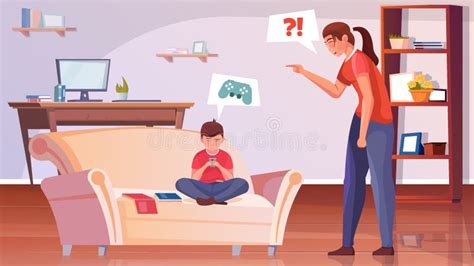 mother scolds her daughter cartoon character stock vector illustration of complain blame