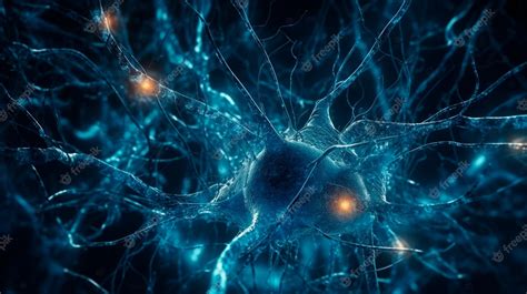 Premium Photo Nerve Cell Blue Color Banner System Neuron Of Brain