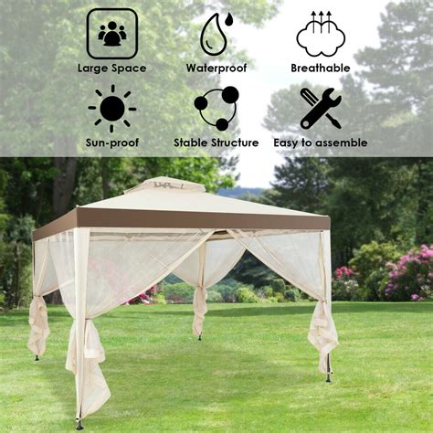 Gymax 10x 10 Canopy Gazebo Shelter Wmosquito Netting Outdoor Patio