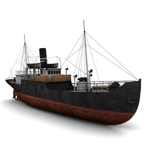 old steam ship 3d model