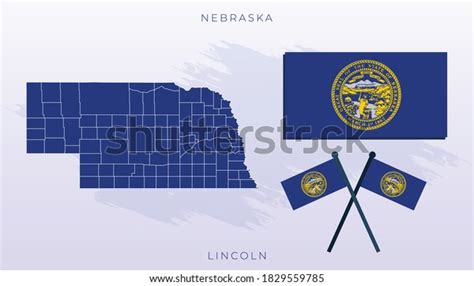 National Map Nebraska Vector Flag Nebraska Stock Vector Royalty Free