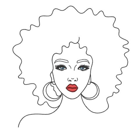 Beautiful African American Woman Embroidery Design Line Art Etsy