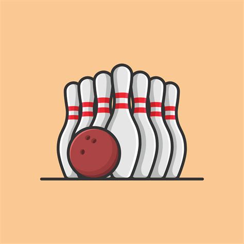 Bowling Ball With Bowling Pins Cartoon Vector Icon Illustration Sport Object Icon Concept