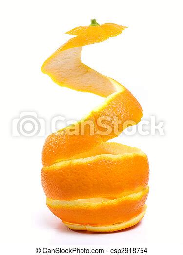Piel De Naranja La Corteza Pelada De Espiral De Una Naranja Madura