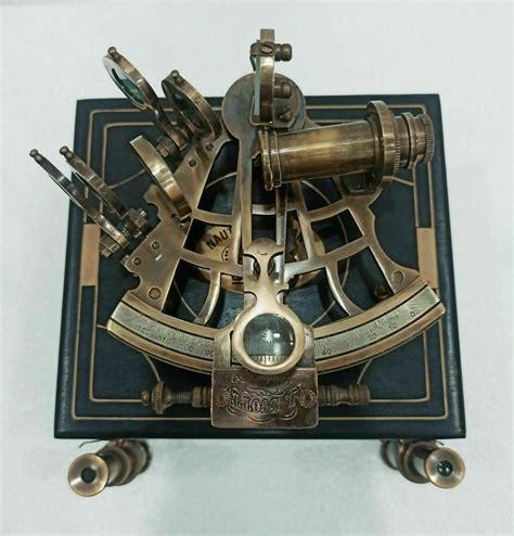 Jscott Antique Sextant Nautical Brass Astrolabe Working Marine Vintage Box Ebay