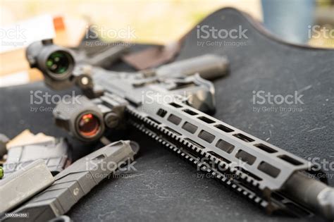 Modern Ar15 Rifle With A Sight Aim Stock Photo Download Image Now