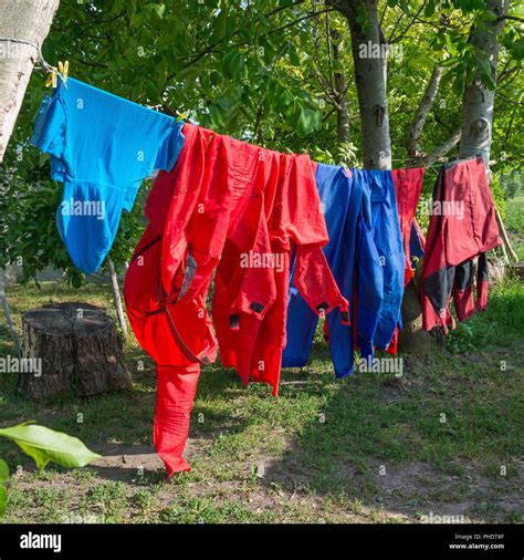 Clothes Hanging On Clothesline In Hi Res Stock Photography And Images