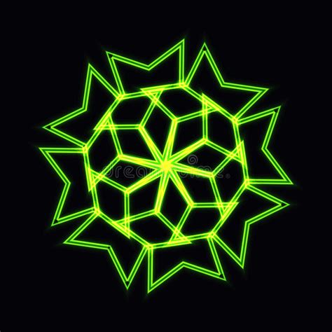 Abstract Green Neon Shape And Fractal Collection In Vector Stock Vector
