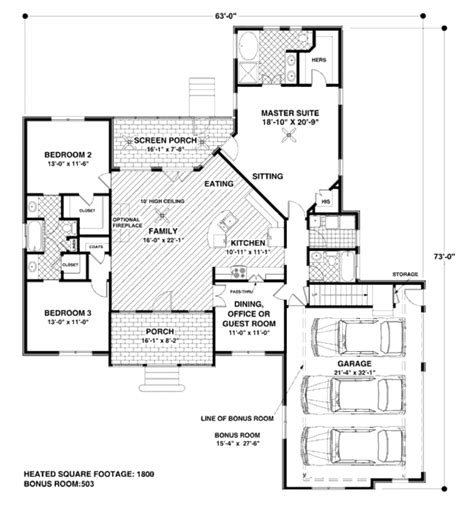 Craftsman Style House Plan 4 Beds 3 Baths 1800 Sqft Plan 56 557