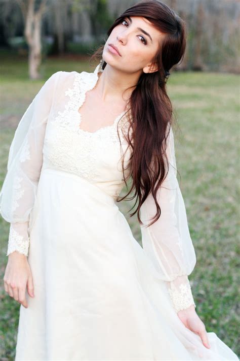 Lace wedding dress bohemian wedding dresses best wedding dresses boho dress lace dress causal wedding trendy wedding chic wedding gorgeous lior charchy wedding dresses — you can get your hands on now | wedding inspirasi. Vintage Wedding Gown 70s Boho Hippie Lace and Sheer Wedding
