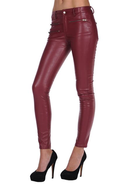 Parker Faux Leather Pants In Burgundy
