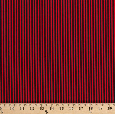 Cotton Red And Black Stripes Patterned 18 Stripes Cotton Fabric Print