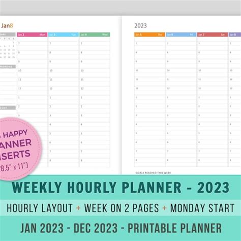 Big Happy Planner Inserts Weekly Hourly Planner 2023 Inserts Etsy