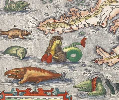 old map of iceland islandia 1542 island sea monsters product image sea monsters iceland map