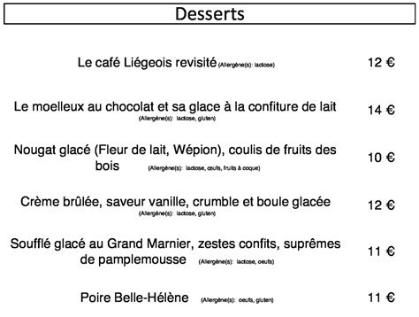 Menus Et Carte Pour La Fête Au Palais Restaurant Hôtel à Lustin