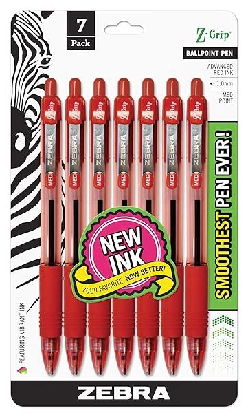 Zebra Pen Z Grip Retractable Ballpoint Pen Medium Point 10mm Red