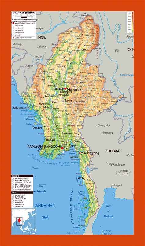 Physical Map Of Myanmar Maps Of Burma Myanmar Maps Of Asia Gif