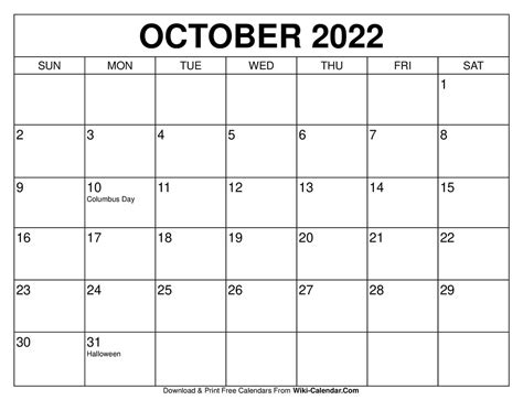 Free Printable Lined October Calendar Templates