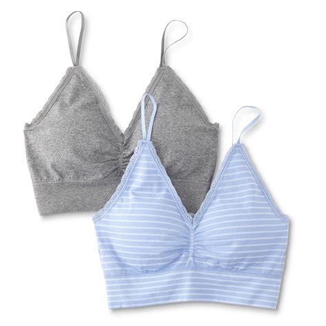 Simply Styled Women's 2-Pack Seamless Bralettes - Striped & Heathered