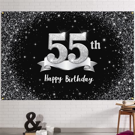Buy Hamigar 6x4ft Happy 55th Birthday Banner Backdrop 55 Years Old