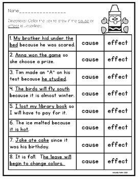 teach child   read st grade science   effect worksheets