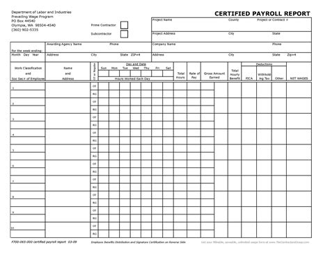 F700 065 000 Washington Certified Payroll Report Form Excel Version