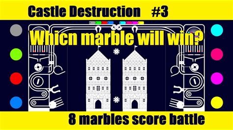 Castle Destruction 3 Twin Towers 8 Marbles Score Battle In Algodoo