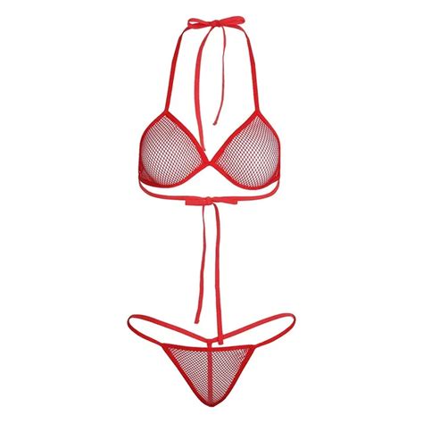 Women See Through Bikini Brazilian Swimsuit Bra Top With G String Thongs Briefs Swimwear Set